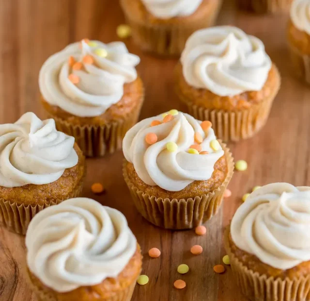 Pumpkin Cupcakes with Cream Cheese Frosting