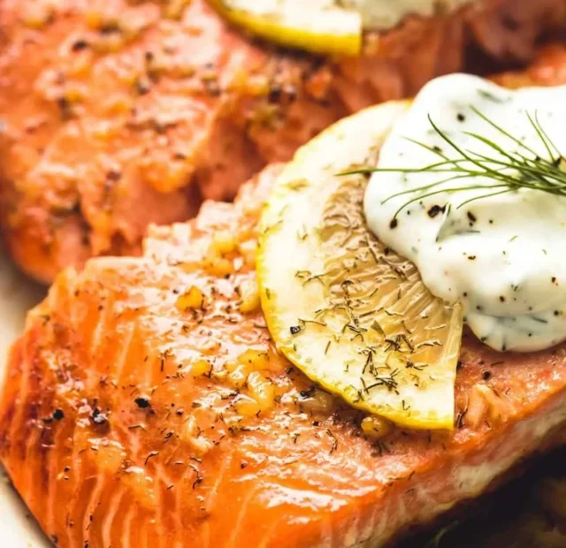 Oven Baked Salmon with Lemon Cream Sauce