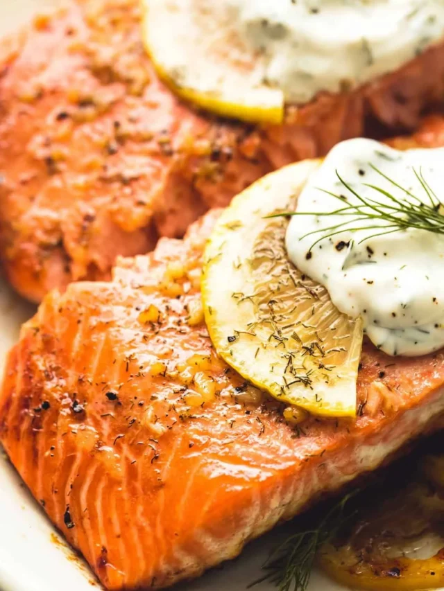 Oven Baked Salmon with Lemon Cream Sauce